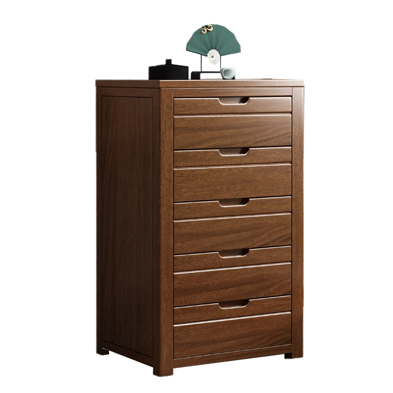 Rectangle Brown Walnut Accent Chest with Drawers Modern Chest