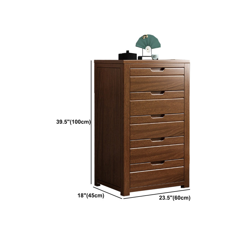Rectangle Brown Walnut Accent Chest with Drawers Modern Chest