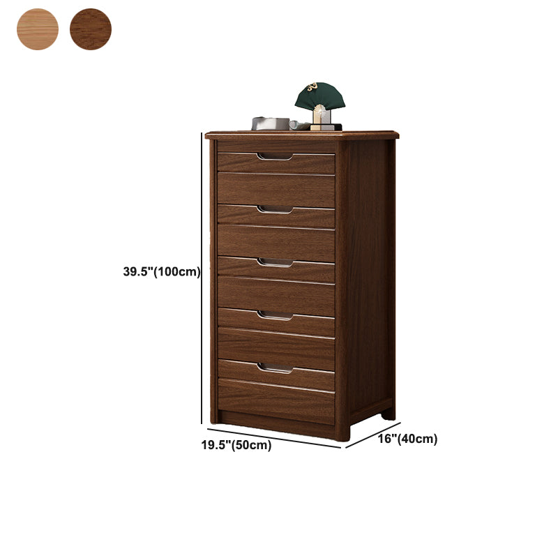 Rectangle Brown Walnut Accent Chest with Drawers Modern Chest