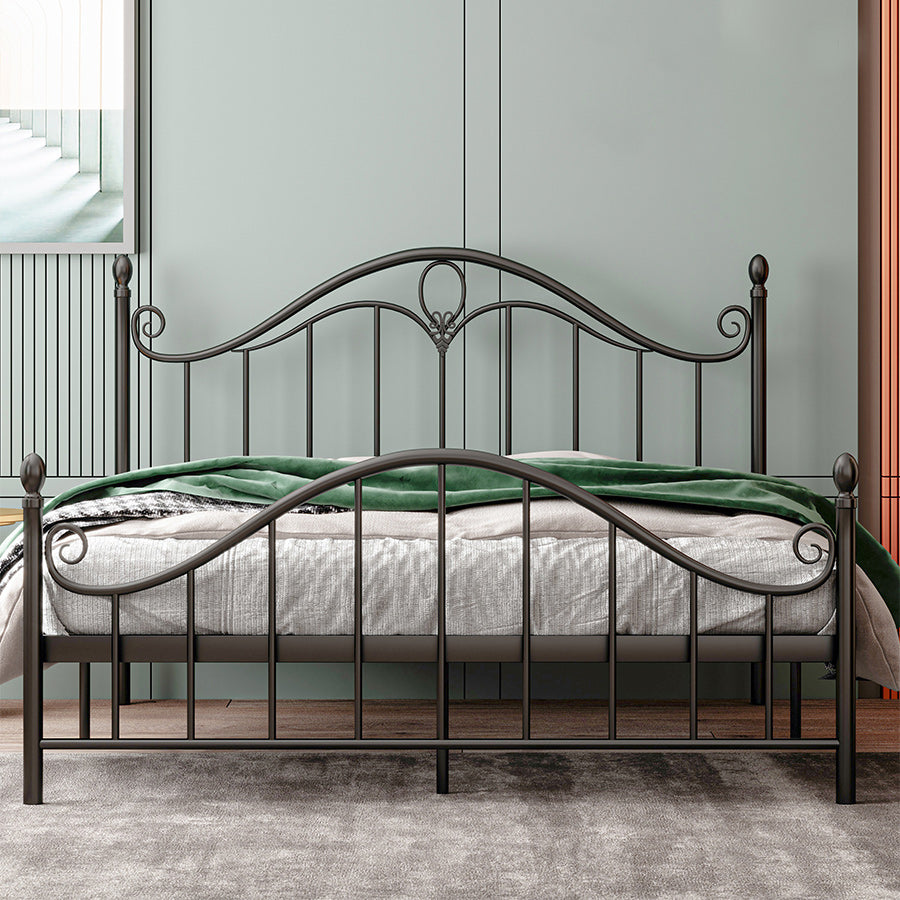 Contemporary Open-Frame Bed Steel Bed Frame with Arched Headboard