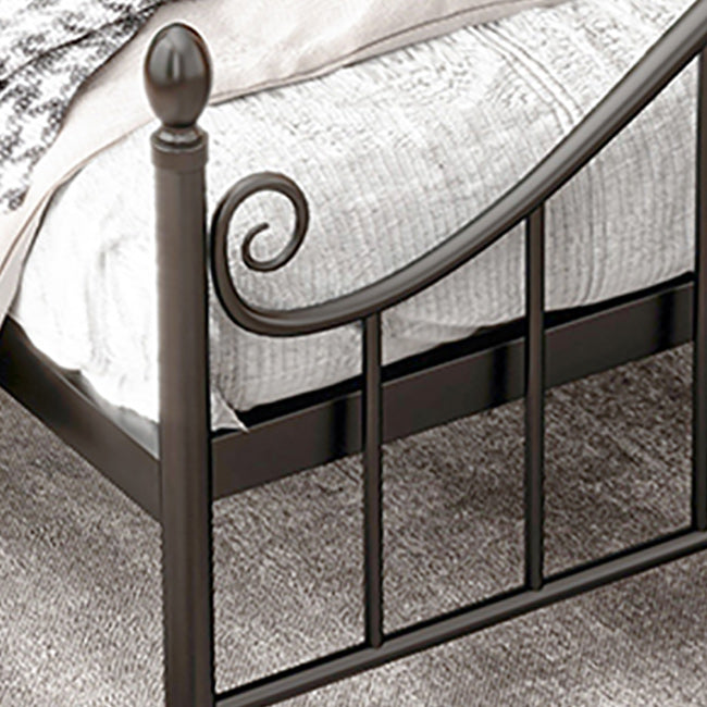 Contemporary Open-Frame Bed Steel Bed Frame with Arched Headboard