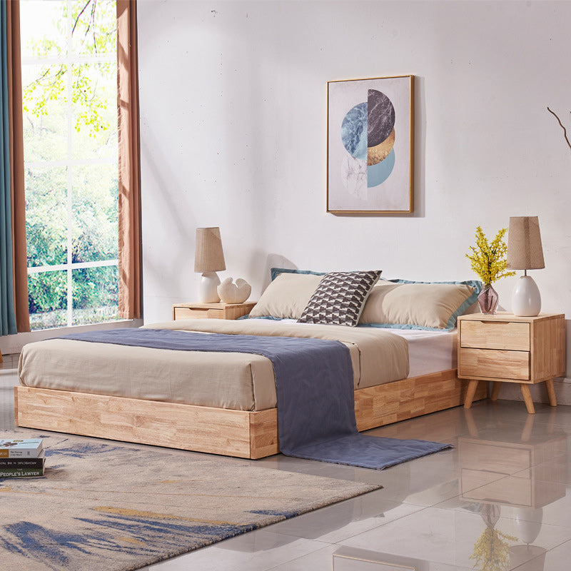 Natural Wood Platform Bed Frame Nordic 7.87-In High Wire-Grid Bed Frame