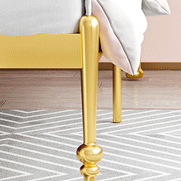 Glam Steel Standard Bed with Upholstered Headboard, 47" Tall Panel Bed