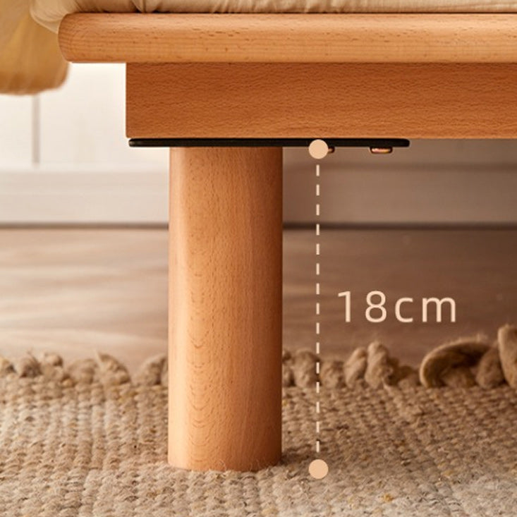 Solid Wood Platform Bed Scandinavian Low Profile Bed Frame in Brown