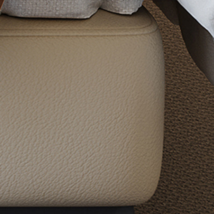 Contemporary Genuine Leather Bed Frame Beige Standard Bed with Metal Legs