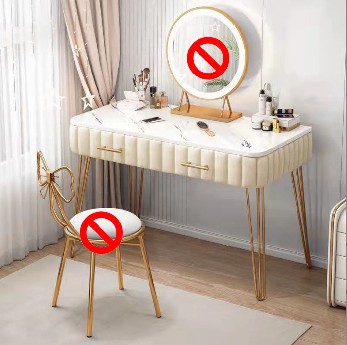 Luxurious Metal 29.53-In High Vanity Makeup Dressing Table Stool Set