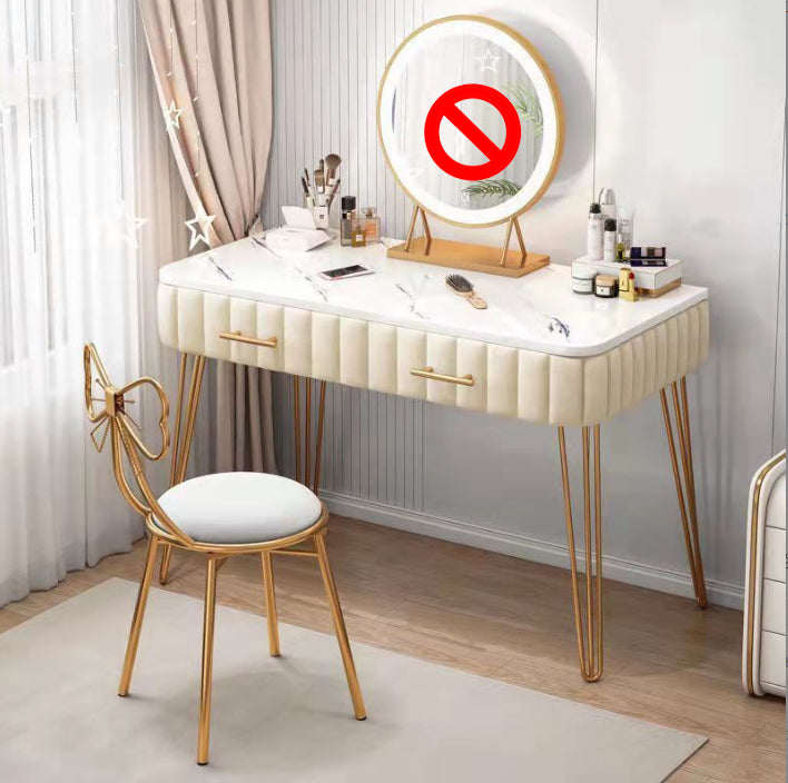 Luxurious Metal 29.53-In High Vanity Makeup Dressing Table Stool Set