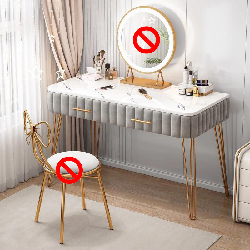 Luxurious Metal 29.53-In High Vanity Makeup Dressing Table Stool Set