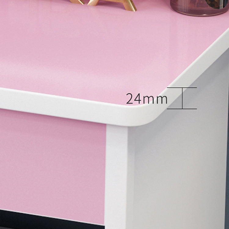4 Drawers 31.5" Wide Vanity Set Nordic Wood Dressing Table with Stool and Mirror