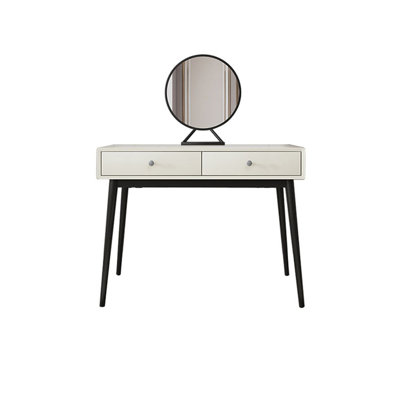 Contemporary White Vanity Table 29.53" H Vanity Set with Stool and Mirror