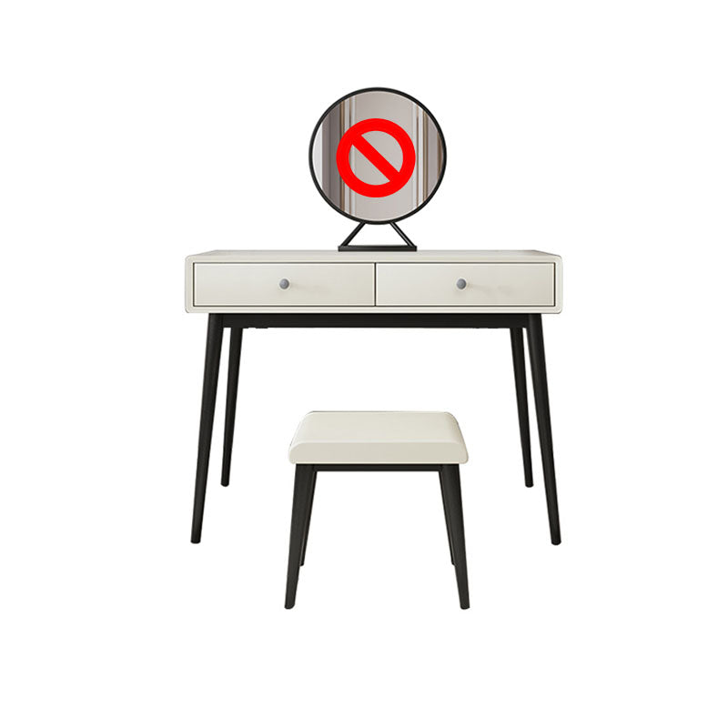Contemporary White Vanity Table 29.53" H Vanity Set with Stool and Mirror