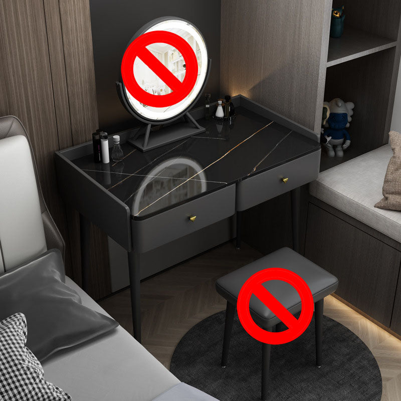 Contemporary Stone Top Make-up Vanity with 2 Storage Drawers