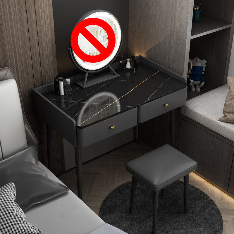 Contemporary Stone Top Make-up Vanity with 2 Storage Drawers