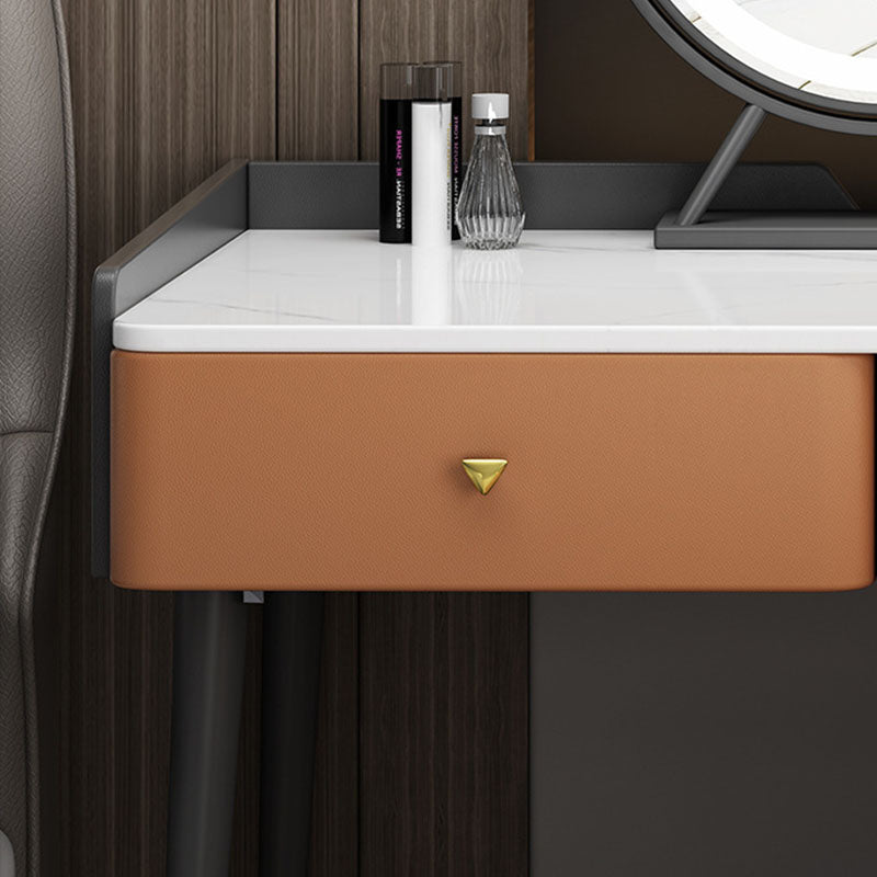 Contemporary Stone Top Make-up Vanity with 2 Storage Drawers
