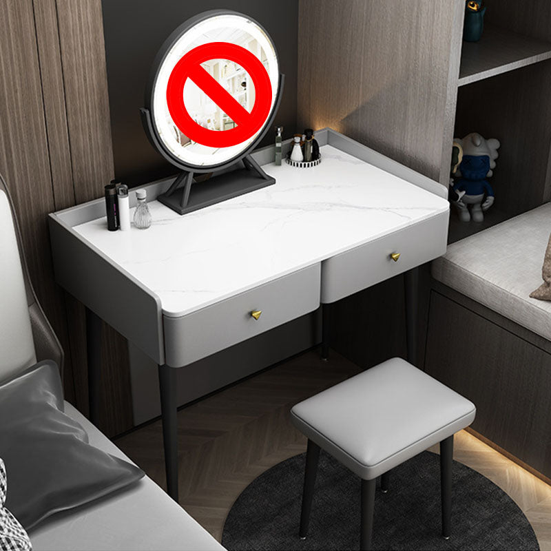 Contemporary Stone Top Make-up Vanity with 2 Storage Drawers