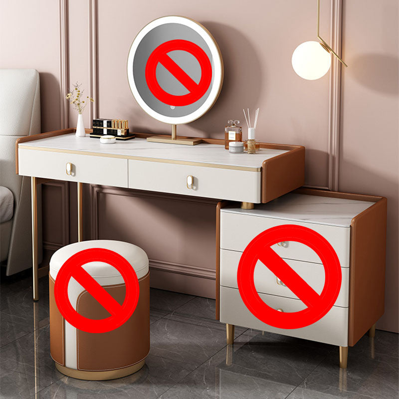 Contemporary Vanity Dressing Table Set Wood Vanity Tables with Slate Top