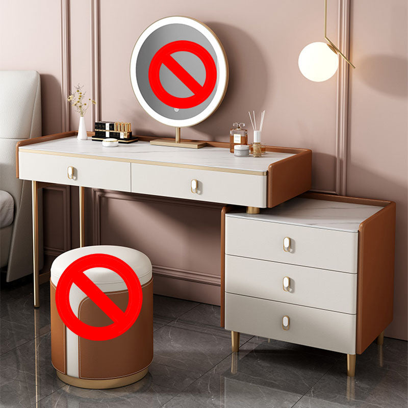 Contemporary Vanity Dressing Table Set Wood Vanity Tables with Slate Top