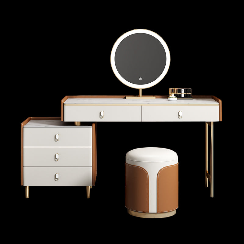 Contemporary Vanity Dressing Table Set Wood Vanity Tables with Slate Top