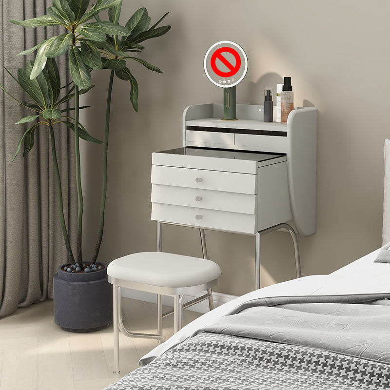 Contemporary Vanity Dressing Table Glass Top Vanity Makeup Table Set