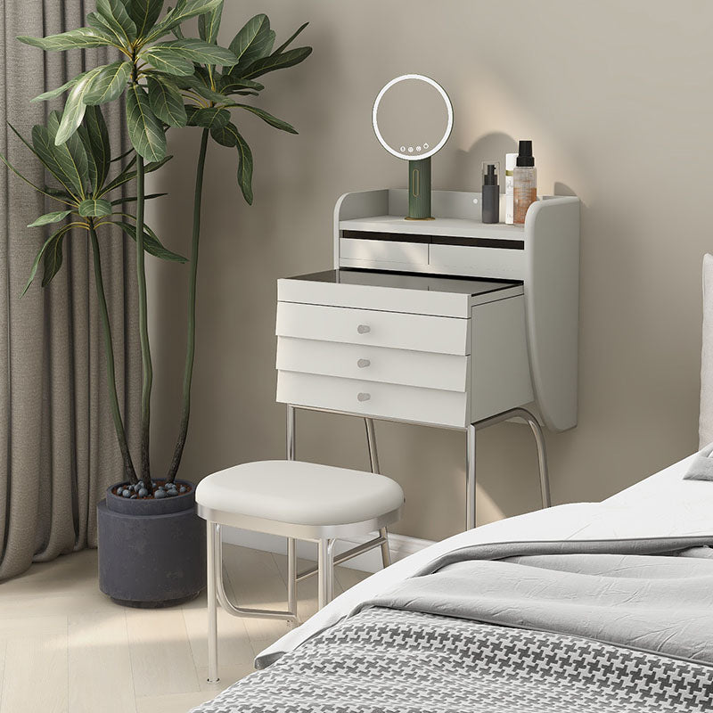 Contemporary Vanity Dressing Table Glass Top Vanity Makeup Table Set