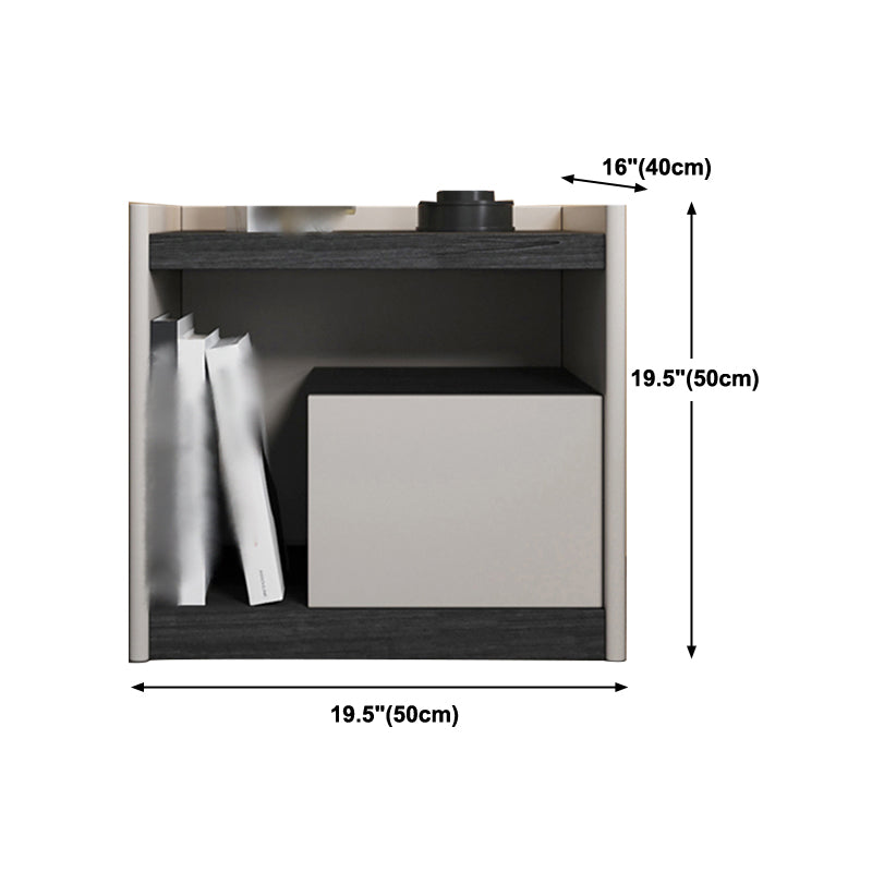 1-Drawer Modern Nightstand Solid Wood 1-Shelf 20" H Bed Nightstand