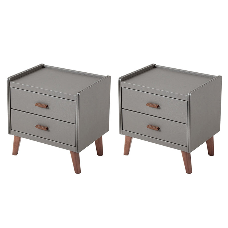 Wood and Stone Bedside Cabinet Modern Drawers Included Night Table Drawer Storage