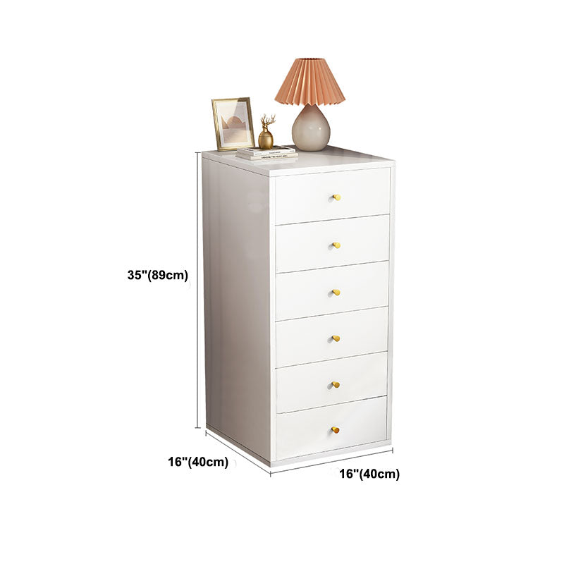 Contemporary Chest Vertical White Wooden Lingerie Chest with Drawer