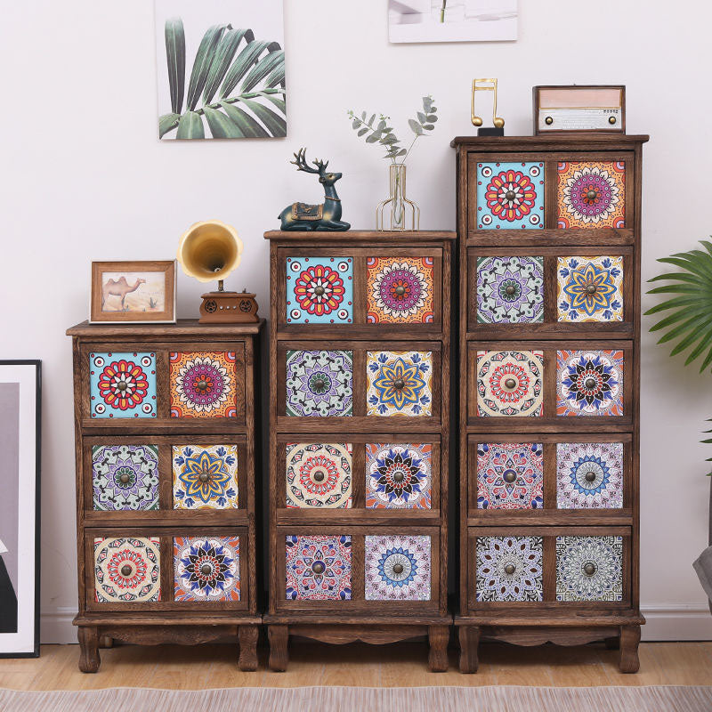 12" W Storage Chest Dresser Vertical Wood Storage Chest with Drawers for Bedroom