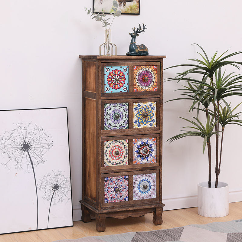 12" W Storage Chest Dresser Vertical Wood Storage Chest with Drawers for Bedroom