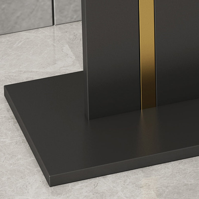 Modern Half Moon Console Table with Stone Top and Iron Pedestal Base