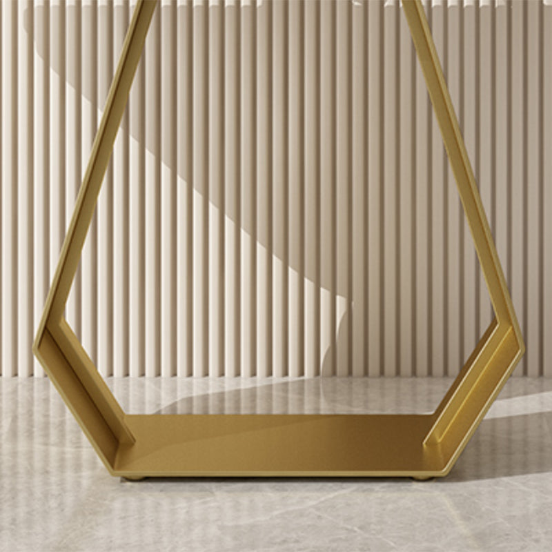 Glam Style Rectangle Top Accent Table with Iron Base and Stone Top