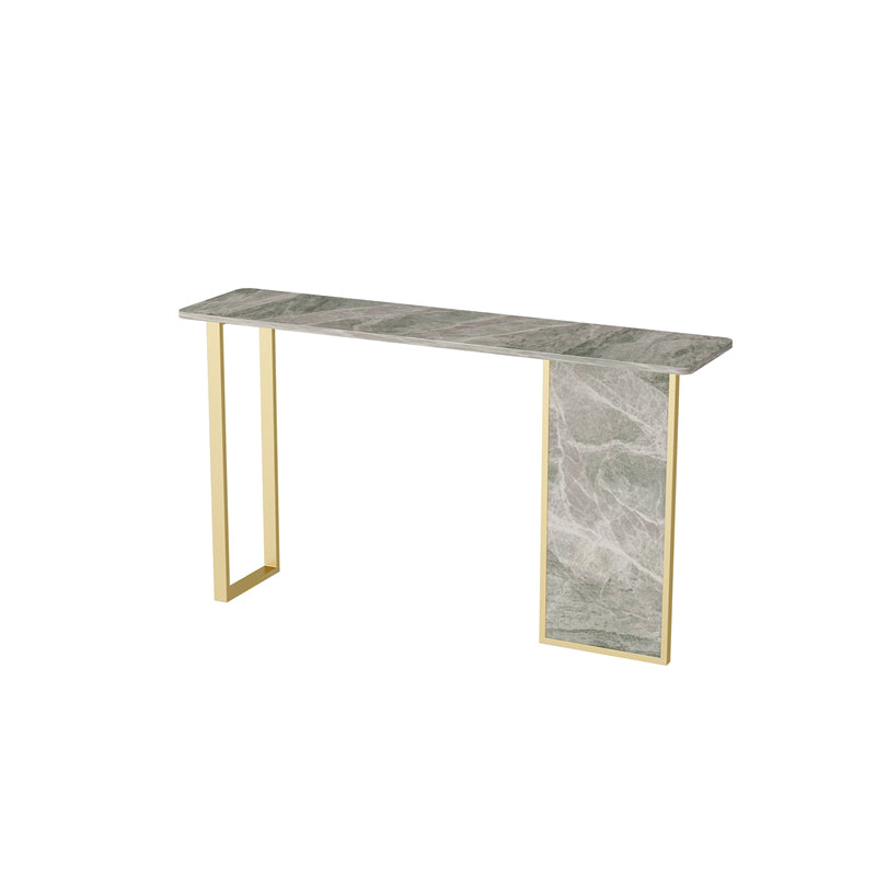 Iron Base Accent Table 31.5" H with Rectangle Stone Top for Hall