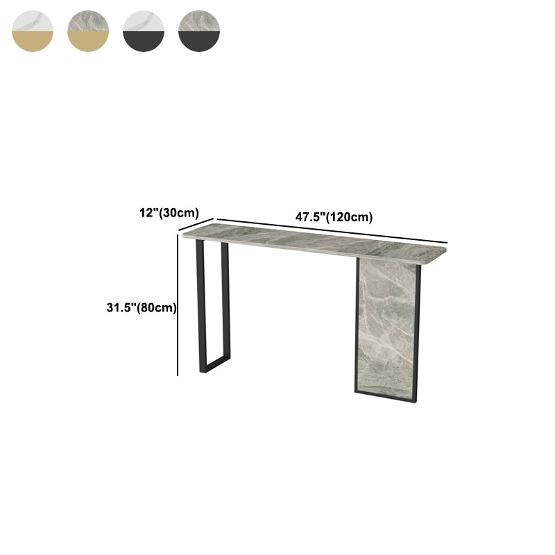 Iron Base Accent Table 31.5" H with Rectangle Stone Top for Hall