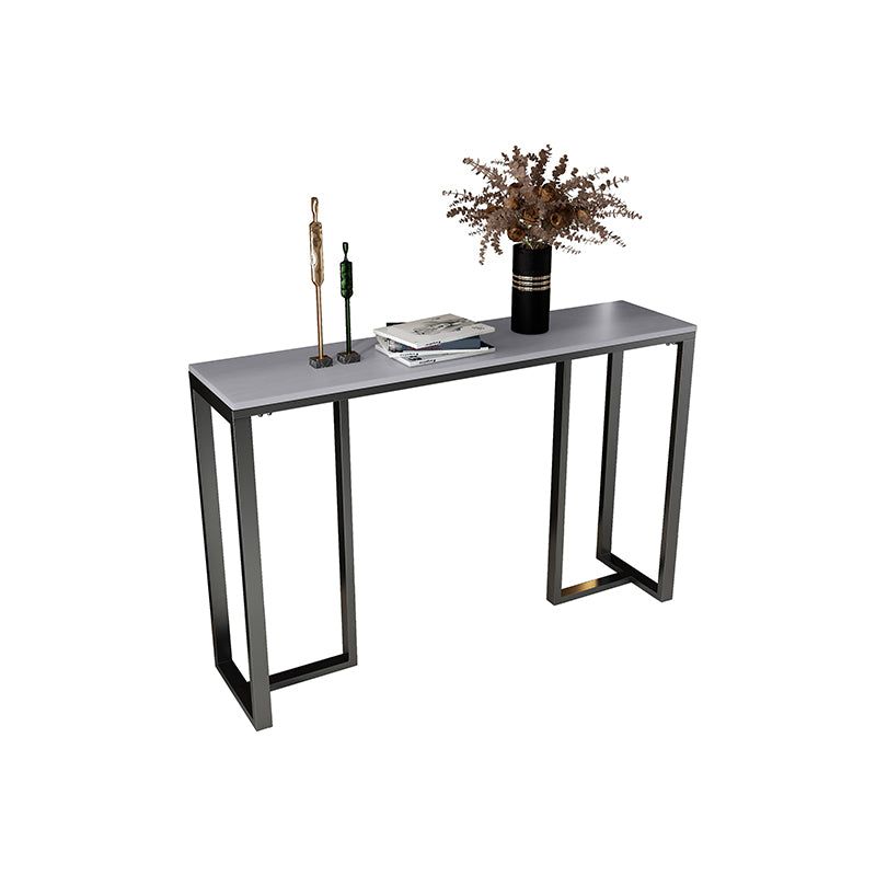 Rectangle Stone Top Accent Table with Black Irone Base for Hall