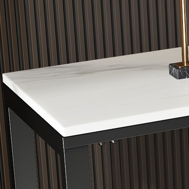 Rectangle Stone Top Accent Table with Black Irone Base for Hall