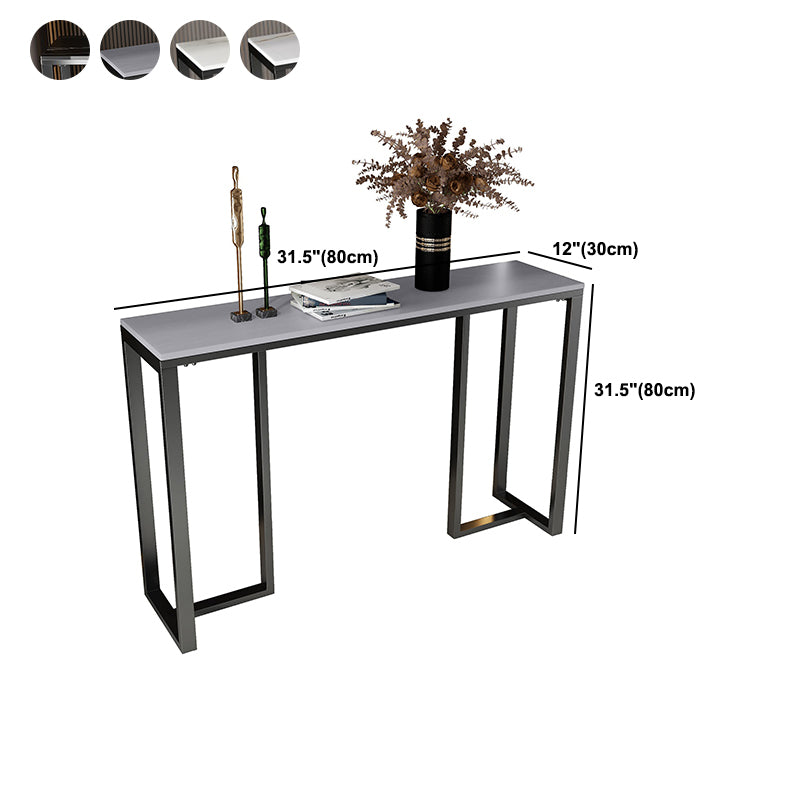 Rectangle Stone Top Accent Table with Black Irone Base for Hall