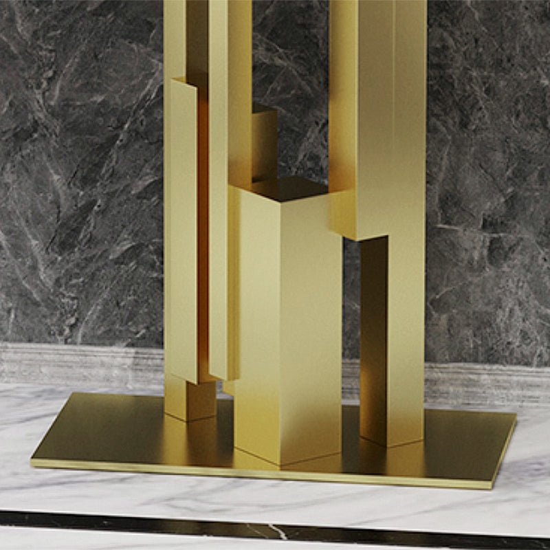 Modern Rectangle Stone Top Accent Tale with Iron Base for Hall