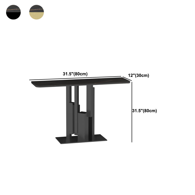 Modern Rectangle Stone Top Accent Tale with Iron Base for Hall
