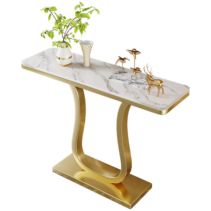 31.49" High Accent Console Table with Iron Frame Base Gold Accent Table