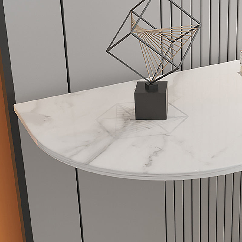 Contemporary Half Moon Top Accent Table with Golden Iron Base