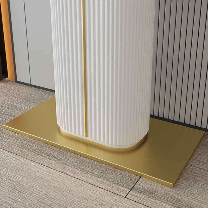 Contemporary Half Moon Top Accent Table with Golden Iron Base