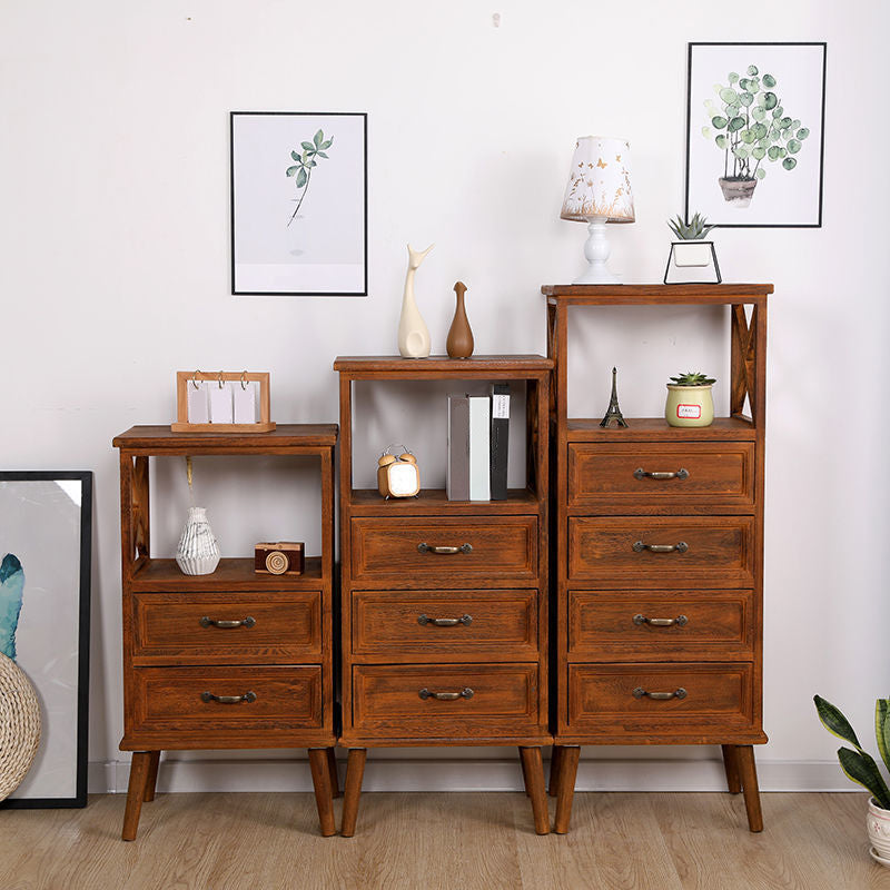 Contemporary Wood Accent Chest with Drawers and Shelf 12.59" Wide