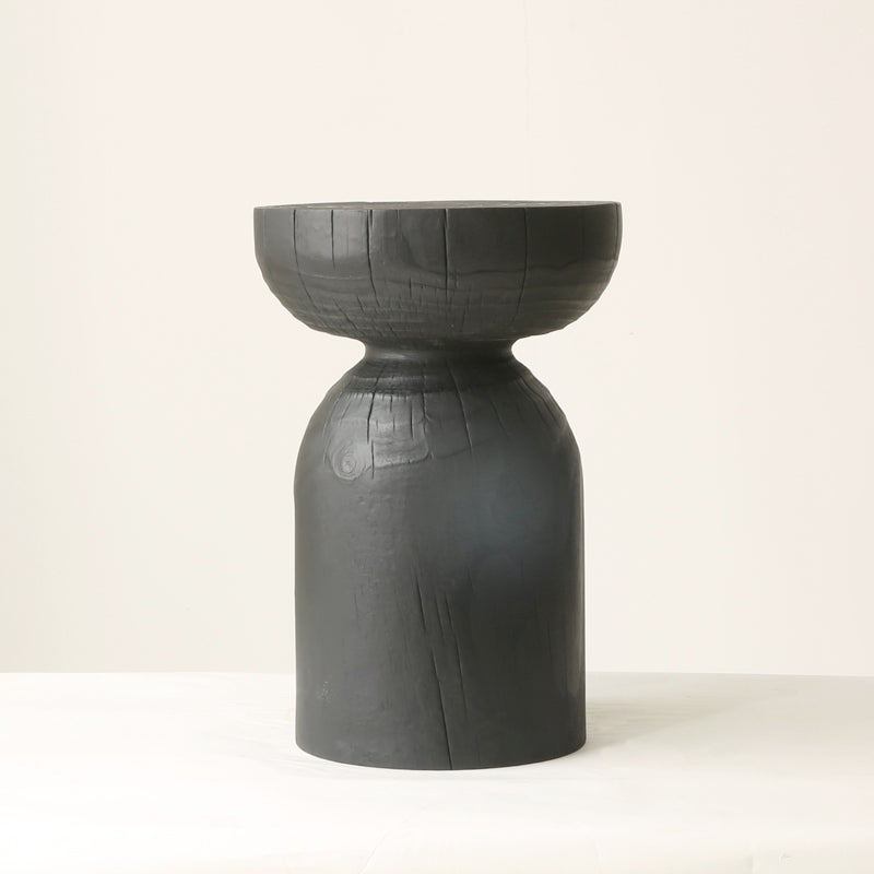 Contemporary Style Side End Table Wooden Pedestal Sofa Side Accent Table in Black