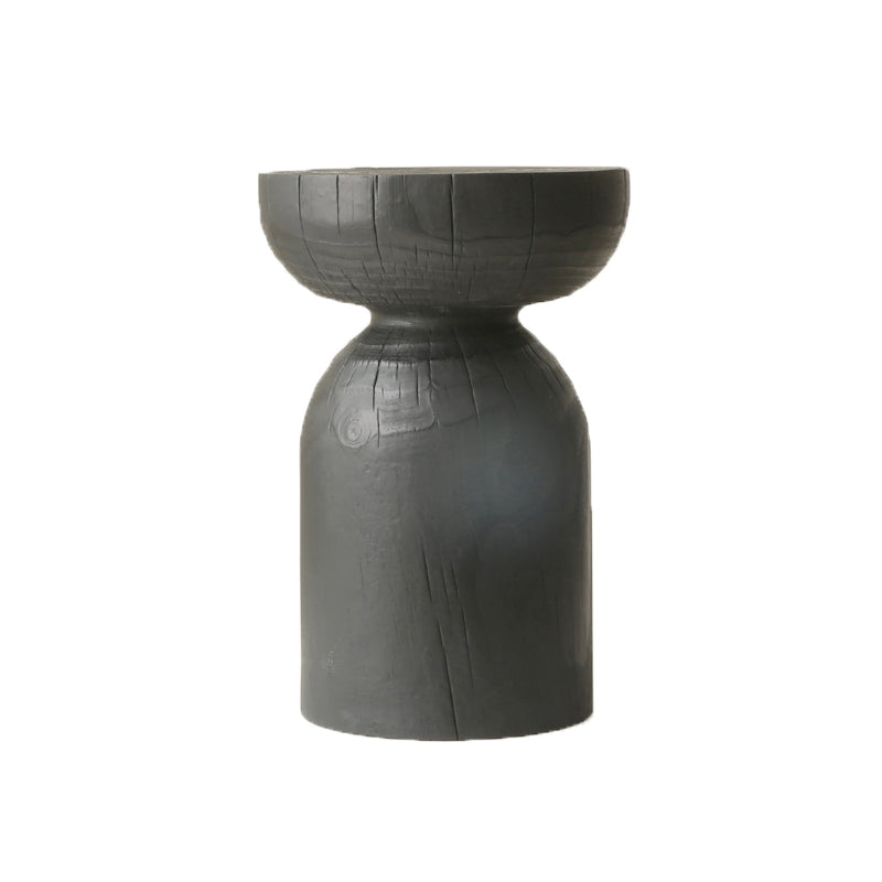 Contemporary Style Side End Table Wooden Pedestal Sofa Side Accent Table in Black