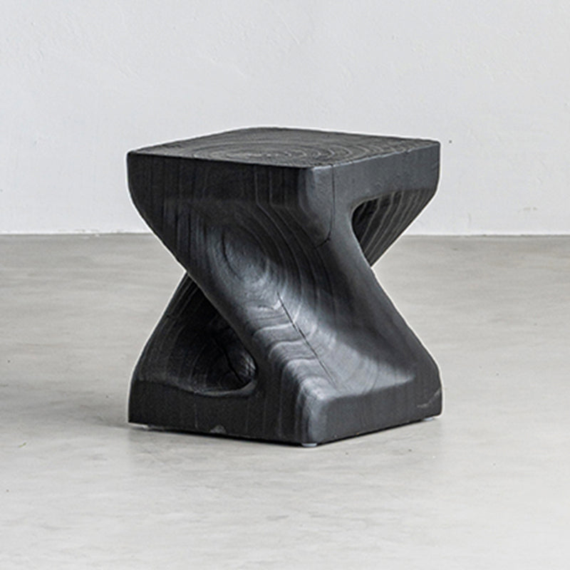 Contemporary Style Side End Table Wooden Pedestal Sofa Side Accent Table in Black