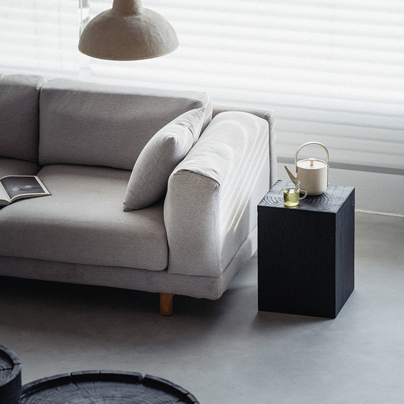 Contemporary Style Side End Table Wooden Pedestal Sofa Side Accent Table in Black