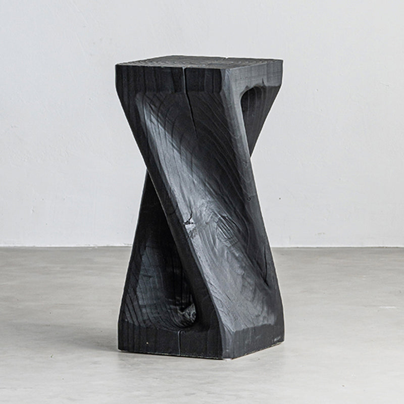 Contemporary Style Side End Table Wooden Pedestal Sofa Side Accent Table in Black