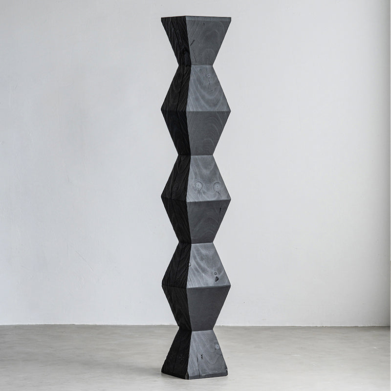 Contemporary Style Side End Table Wooden Pedestal Sofa Side Accent Table in Black