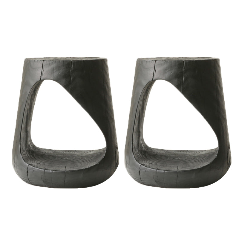 Contemporary Style Side End Table Wooden Pedestal Sofa Side Accent Table in Black