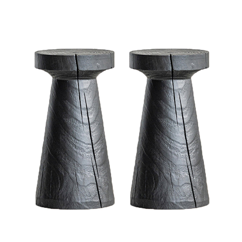 Contemporary Style Side End Table Wooden Pedestal Sofa Side Accent Table in Black